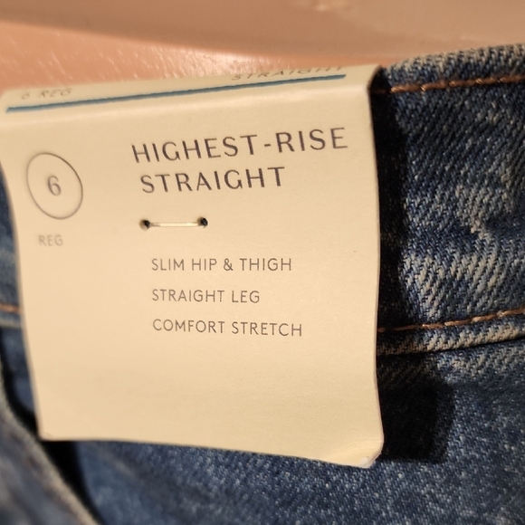 Blue Straight Leg Jeans with High Waist - Picture 3 of 8